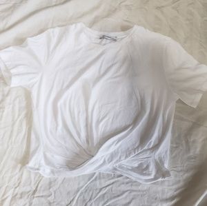 COPY - Plain white twist front t shirt.